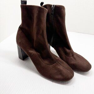 Donald Pliner Brown Suede Block Heel Ankle Boots Zip Size 7M Women’s New No Box